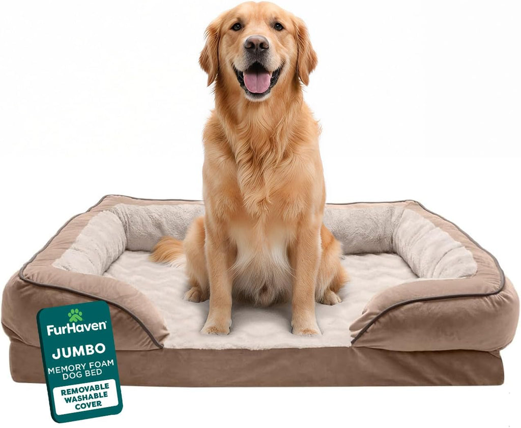 The Ultimate Canine Cloud: 's Fancy Foam Fortress for Fluffy Giants - Now with Bolsters for Extra Snooze Support and a Washable Cover for Those "Oops" Moments!