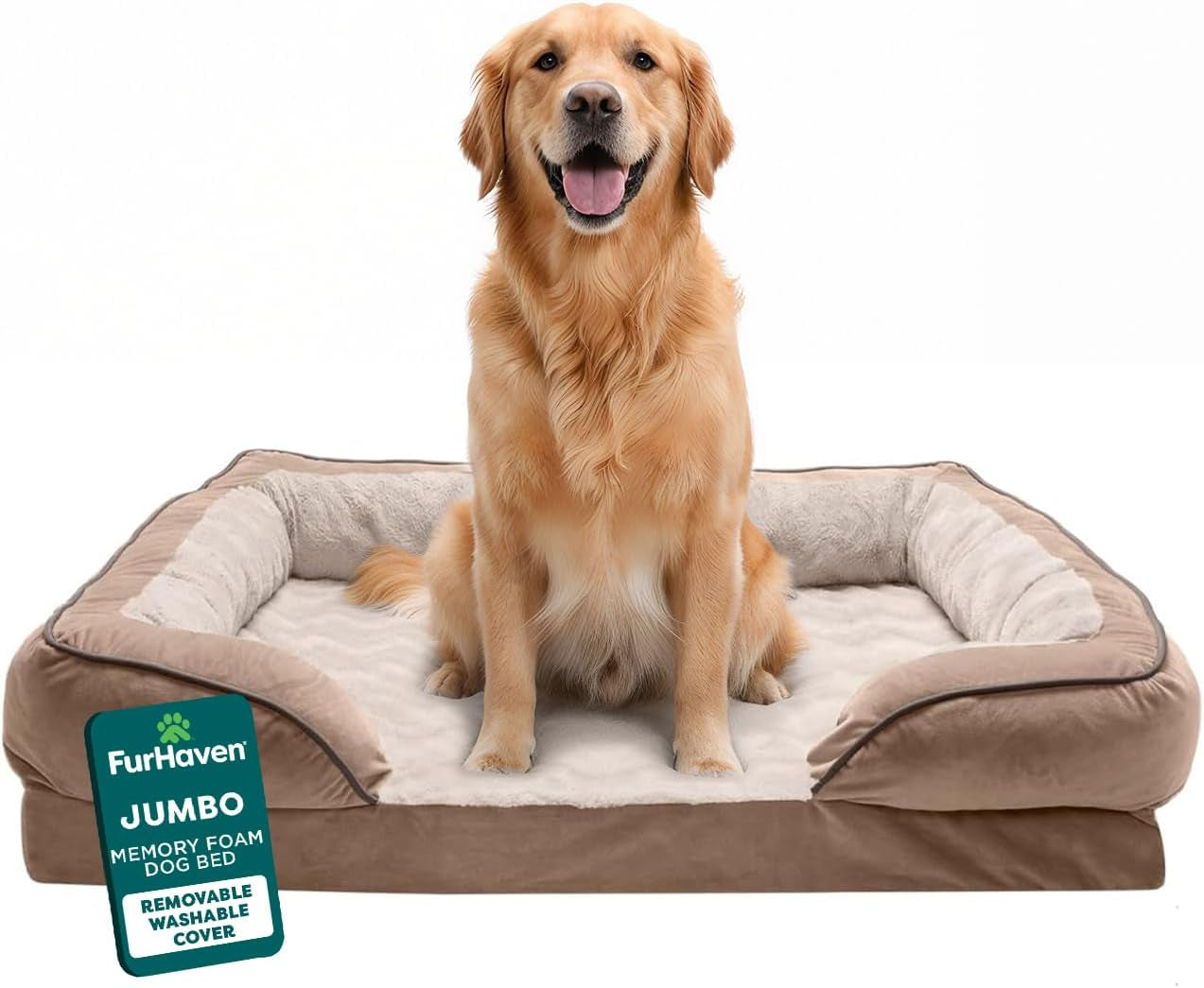 The Ultimate Canine Cloud: 's Fancy Foam Fortress for Fluffy Giants - Now with Bolsters for Extra Snooze Support and a Washable Cover for Those "Oops" Moments!