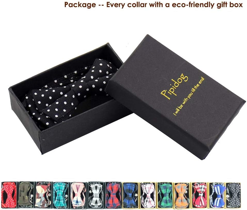 Cat Collar with Bell and Bow Tie, Breakaway Clasp Cute Dots Kitty Kitten Collar(6.8-10.8In)（Black Dots）