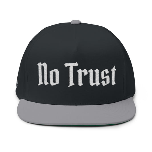 No Trust Embroidered Flat Bill Cap
