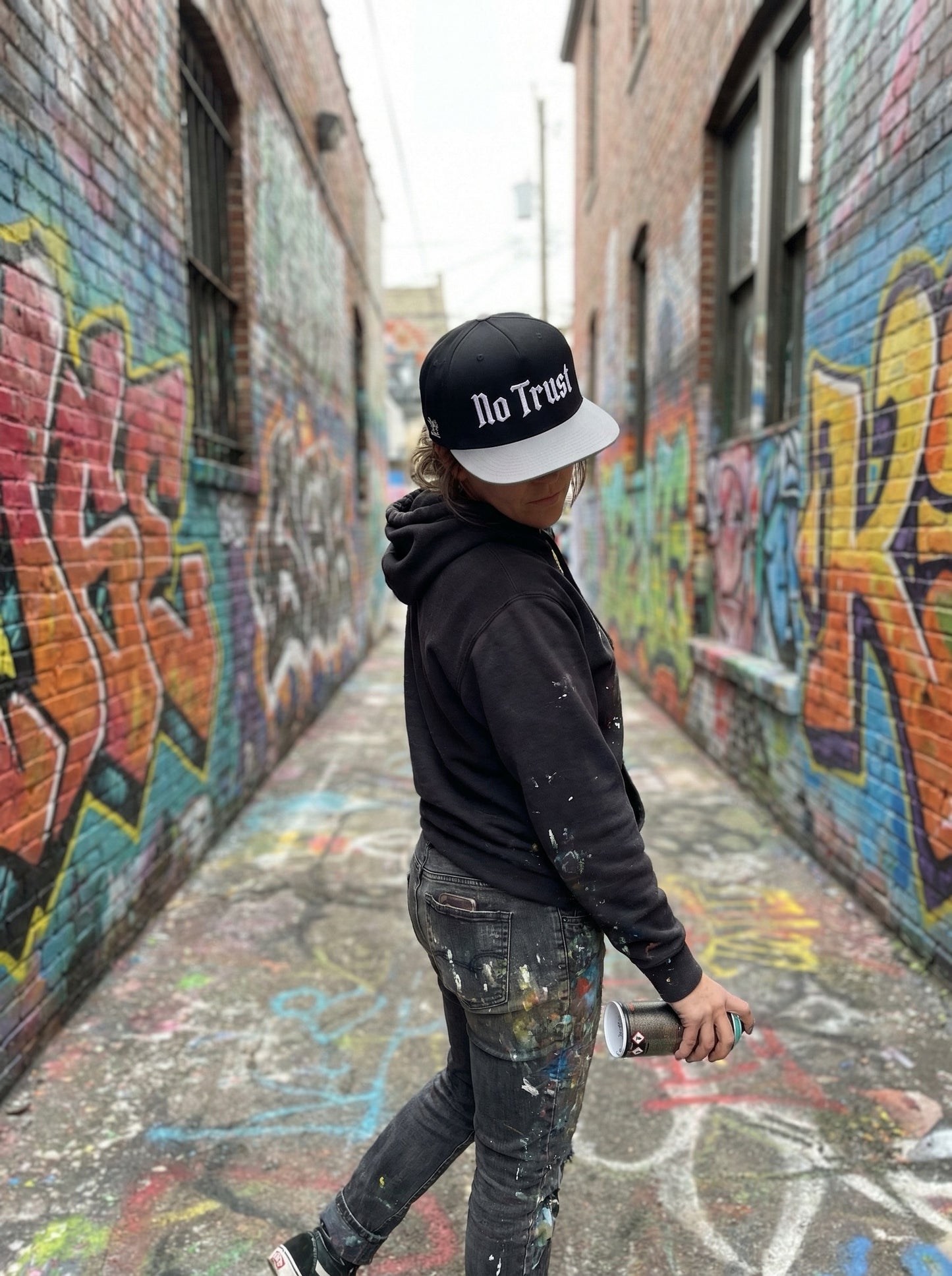 No Trust Embroidered Flat Bill Cap