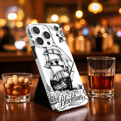 BlackLines Old School Ship Phone Case