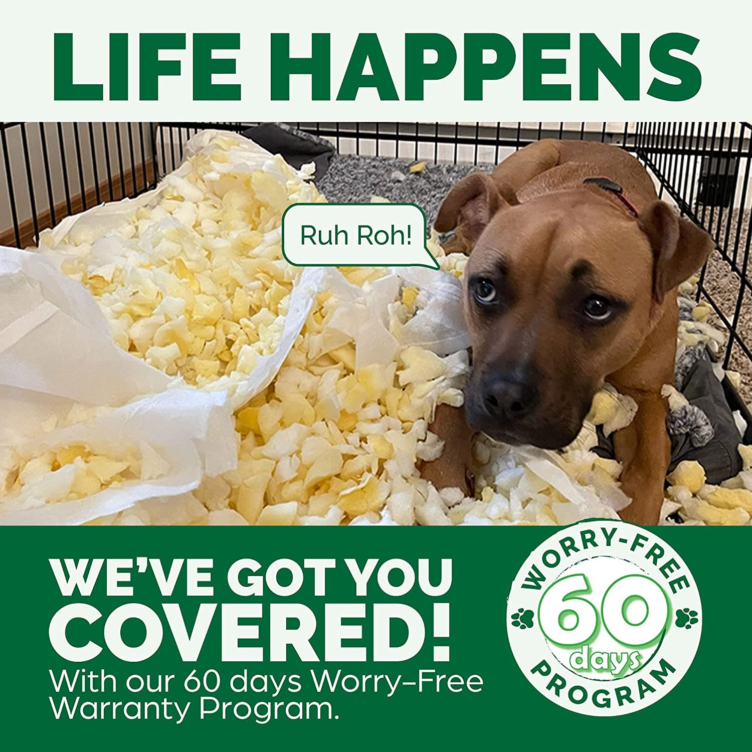 The Ultimate Canine Cloud: 's Fancy Foam Fortress for Fluffy Giants - Now with Bolsters for Extra Snooze Support and a Washable Cover for Those "Oops" Moments!