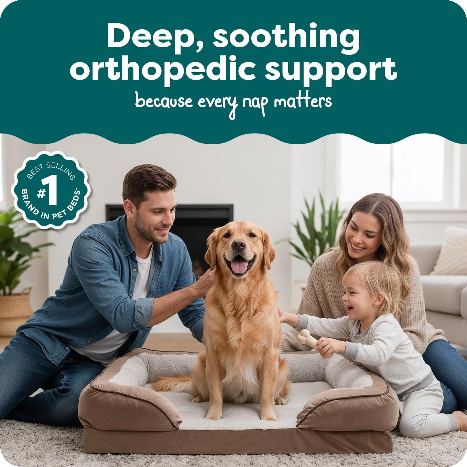 The Ultimate Canine Cloud: 's Fancy Foam Fortress for Fluffy Giants - Now with Bolsters for Extra Snooze Support and a Washable Cover for Those "Oops" Moments!