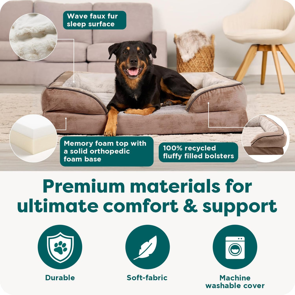 The Ultimate Canine Cloud: 's Fancy Foam Fortress for Fluffy Giants - Now with Bolsters for Extra Snooze Support and a Washable Cover for Those "Oops" Moments!