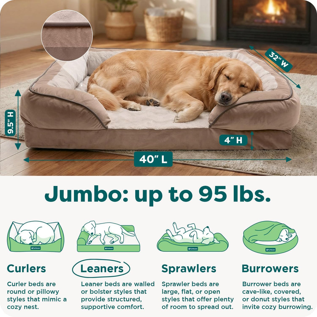 The Ultimate Canine Cloud: 's Fancy Foam Fortress for Fluffy Giants - Now with Bolsters for Extra Snooze Support and a Washable Cover for Those "Oops" Moments!