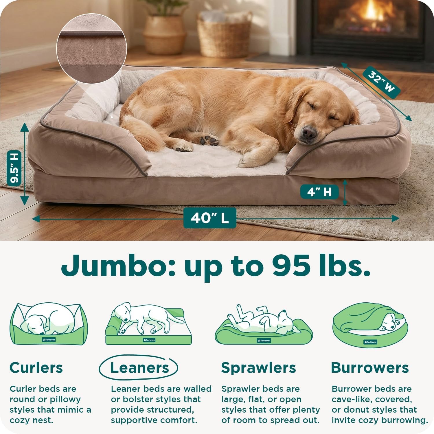 The Ultimate Canine Cloud: 's Fancy Foam Fortress for Fluffy Giants - Now with Bolsters for Extra Snooze Support and a Washable Cover for Those "Oops" Moments!