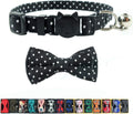 Cat Collar with Bell and Bow Tie, Breakaway Clasp Cute Dots Kitty Kitten Collar(6.8-10.8In)（Black Dots）