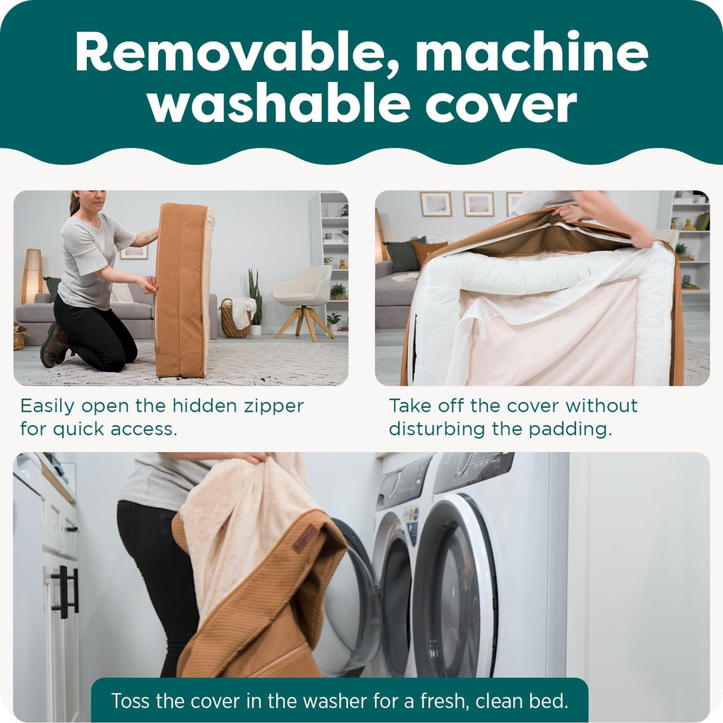 The Ultimate Canine Cloud: 's Fancy Foam Fortress for Fluffy Giants - Now with Bolsters for Extra Snooze Support and a Washable Cover for Those "Oops" Moments!